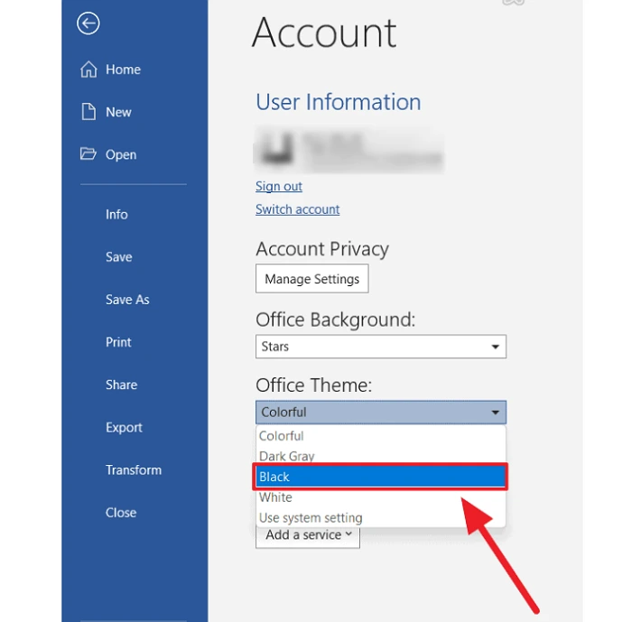 Change Microsoft Word to Light or Dark Mode Windows